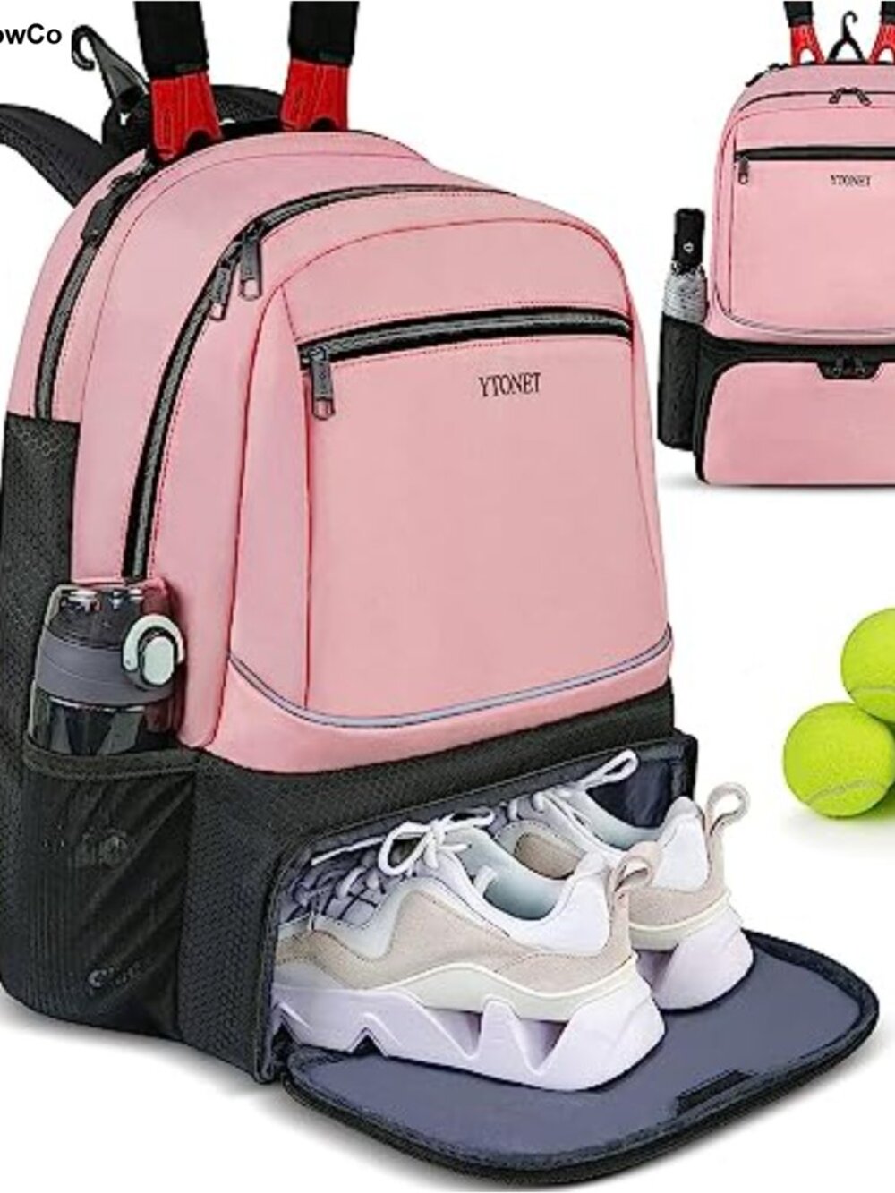 Water-Resistant Tennis Backpack for Women Men Holds 2 Rackets with Insulated